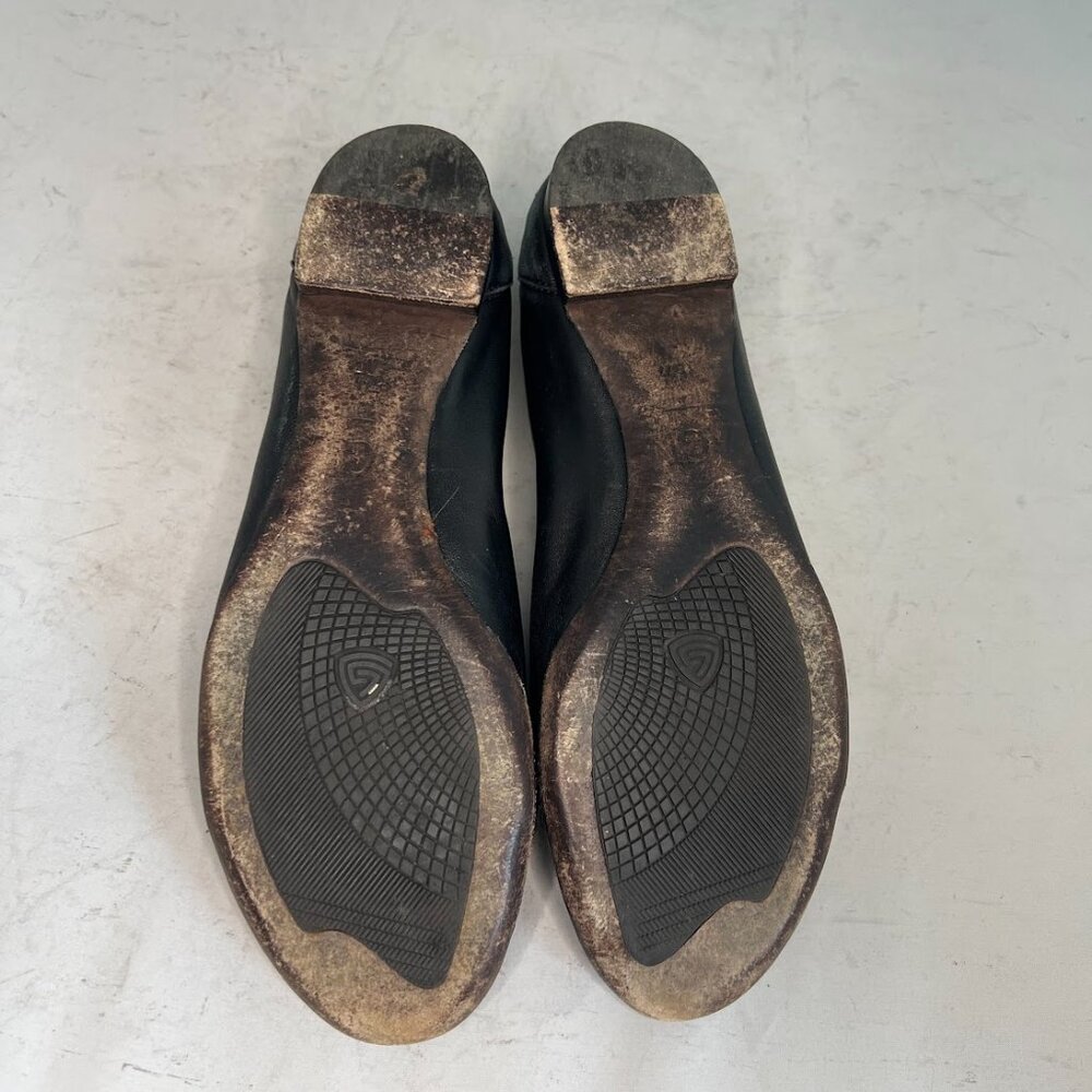 AGL Ballet Flats Cap Toe Black Leather Ballet Flats 35.5 - Picture 7 of 9